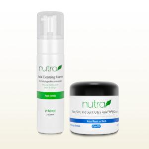 Nutra Face, Skin, and Joint MSM Cream 4 oz jar and Facial Cleansing Foamer 7 ounce combo deal